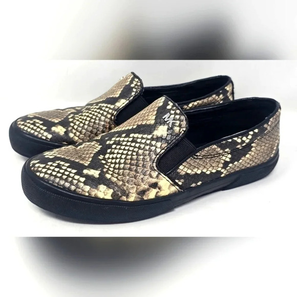 Michael Kors Women's Black Snake Python Keyton Loafer Slide On Size 6.5 - Picture 1 of 13